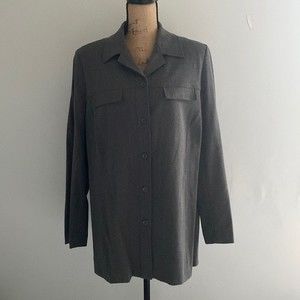 Lane Bryant Button Up Gray Stretch Blazer Shacket Shoulder Pads Size 14/16